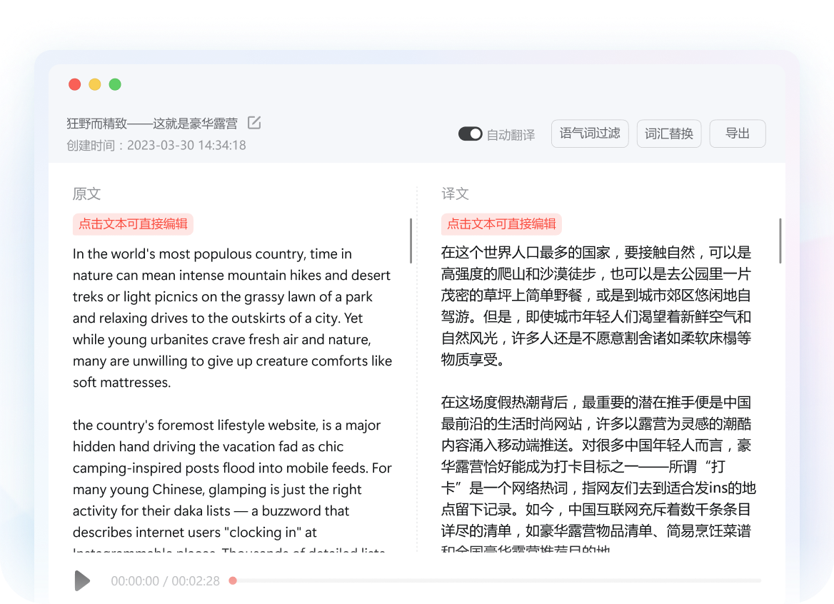 有道翻译会议同传悬浮窗展示界面